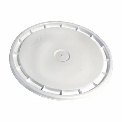 OEM Lid: Snap-On, 12 1/8 in Overall Dia, White, Plastic - Easy-Off Gasket-Free Lids
