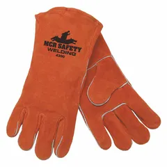 These stick welding gloves are constructed from premium red cowhide leather with a wing thumb and gauntlet cuff. Designed for stick (SMAW) welding applications, the XL/10 size offers a balance of heat resistance and dexterity. Supplied in a 12-pack.
