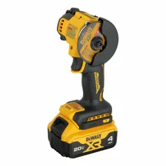 This cordless cut-off tool operates on a 20V MAX* battery system and features a brushless motor for efficient cutting. It has a pistol grip design with a trigger switch and accepts 3-inch wheels. Suitable for cutting metal, rebar, and conduit in tight spaces.