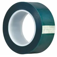 Polyester film tape with silicone adhesive, 3.2 mil thick, 4 in wide, 72 yd long, green. Designed for high-temperature masking applications such as powder coating, plasma spraying, and wave soldering, where it withstands elevated temperatures without leaving residue