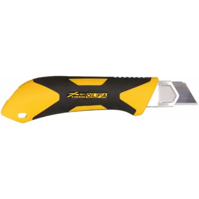 OLFA Snap-Off Utility Knife: 7 1/2 in Overall Lg, Rubberized, 7 Segments, 0 Blades Stored - 25mm Blade Snap-Off Knives