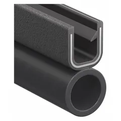 This round-bulb edge trim seal features a black PVC outer and an EPDM bulb located at the bottom. With a 3/8 in leg length and single-tongue gripping style, it provides a secure fit on panel edges. The 25 ft length allows for continuous installation. Complies with UL50E File MH49032 for enclosure sealing.