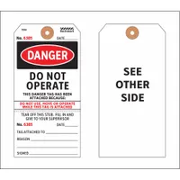 ELECTROMARK Danger Tag: Danger, Danger Do Not Operate, Write-On Surface, English, Danger, Tag (MPN Y602696)