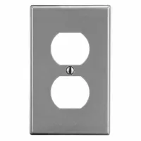 HUBBELL Wall Plate: Duplex Outlet, 1 Gang, Gray, Midsize Size (MPN PJ8GY)