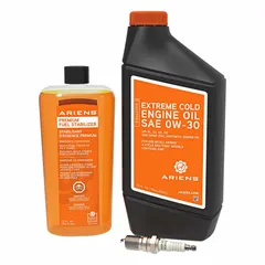 This engine maintenance kit contains components for routine servicing of small engines used in outdoor power equipment. It supports tune-up procedures to help maintain engine performance. Suitable for use in lawn mowers, snow throwers, and similar machinery.