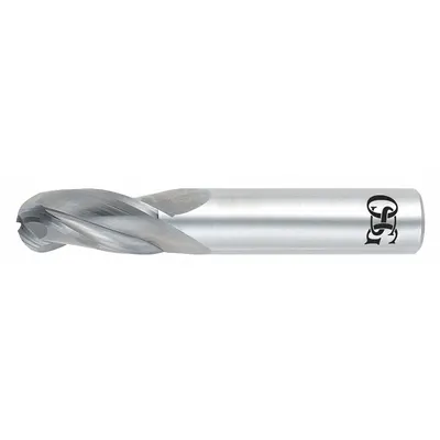 OSG Ball End Mill: Carbide, 3 Flute, 9 mm Mill Dia, 22 mm LOC, 70 mm OAL (MPN 403-3543-BN) - General Purpose Carbide Ball End Mills
