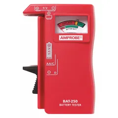 Analog display battery tester for 15V and 9V batteries. Provides a quick reading of battery charge status for maintenance and troubleshooting in industrial, commercial, and field-service applications.