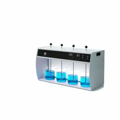 This flocculator from VELP SCIENTIFIC accommodates four 1 L vessels and offers a speed range of 10 to 300 RPM with a minimum speed of 10 RPM. It features an LED display for monitoring and a standard plug style. Commonly used in laboratory jar testing for coagulation, flocculation, and sedimentation studies.
