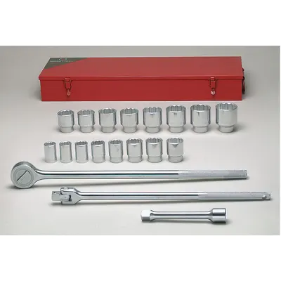 WRIGHT TOOL Socket Wrench Set: 3/4 in Drive, 19 Piece, 12-Point, SAE - SAE Socket Sets with Drive Tools