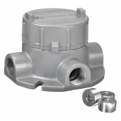 HUBBELL KILLARK Conduit Outlet Body: Aluminum, GE, 3/4 in Trade Size, XTF Body - X, XAT and XTF Round Body - Cross Type