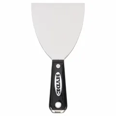 Standard spreading tool with a straight carbon steel blade and nylon handle. Full tang construction provides strength and control. Used for applying and smoothing joint compound, spackle, or adhesive in drywall finishing and general construction tasks.