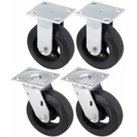 APPROVED VENDOR Plate Casters: Rigid/Swivel, No Brake, Rubber, 6 in Wheel Dia., 2 in Wheel Wd, Slot (MPN P21-RY060R-14-SET)