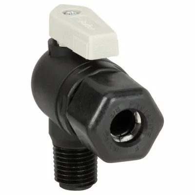 Parker Manual Two-Way Ball Valve: 1/4 in, Polypropylene, Angle, Sweat x MNPT - NSF 51 Compliant Polypropylene Ball Valves