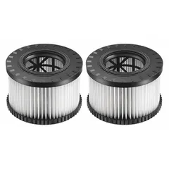 This cloth cartridge filter is designed for Dewalt DWV010 and DWV012 shop vacuums. It supports both wet and dry pickup and is HEPA-rated for fine dust capture. Suitable for general workshop and construction cleanup tasks.