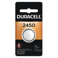 DURACELL Coin Cell Battery: 2450 Battery Size, Lithium, 600 mAh Capacity, 3V DC, 0.961 in Dia (MPN DL2450BPK)