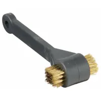 This battery brush features steel bristles for cleaning battery terminals, steel surfaces, and plastic components. The plastic handle provides a comfortable grip, and the 6-inch overall length allows access to tight spaces. Suitable for removing corrosion and debris in automotive and maintenance tasks