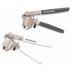 This manual crimper is designed for securing aluminum seals onto 11 mm crimp-top vials. Constructed from stainless steel, it provides corrosion resistance and durability for laboratory use. The tool operates by manual force, making it suitable for applications requiring airtight sealing of vials for sample storage or analysis.