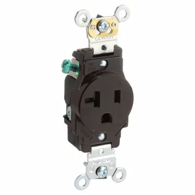 LEVITON Receptacle: Single, 5-20, Brown, 125V AC, 20 A, 2 Pole / 3 Wire (MPN 5361) - General Purpose Receptacles