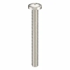 This machine screw features a #6-32 thread, 1-1/4 in length, 316 stainless steel with plain finish, pan head, and Phillips drive (size #2). Supplied in a 50-pack, it is suited for general fastening applications where corrosion resistance is required, such as in industrial equipment or outdoor assemblies.