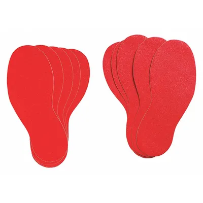 BRADY Floor Marking Tape: Footprint, Solid, Red, No Legend, 3 3/4 in x 11 7/8 in - Footprint-Shaped Floor Marking Tape