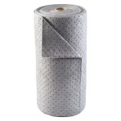 Polypropylene sorbent roll in bale format for absorbing industrial spills, leaks, and drips. Suitable for oils, coolants, solvents, and water-based fluids in maintenance and facility operations.