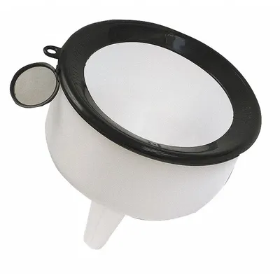 FUNNEL KING Spout Funnel with Screen: Polyethylene, 144 fl oz Fluid Capacity, 9 in Overall Dia - Spout Funnels with Screen