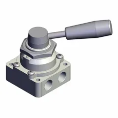 The SMC VH212-N02 is a two-position manual air control valve from the VH Series. It features a lever actuator, 1/4 in NPT ports, and a panel-mounted, side-ported body. This valve provides straightforward on/off control for pneumatic systems, suitable for applications requiring manual air flow shutoff.