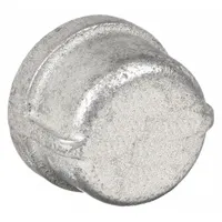 This pipe cap is used to seal the end of a 1-1/2 in NPT threaded pipe in medium-pressure systems. Rated for 300 psi at 150°F, it is made of malleable iron and manufactured in the USA. Suitable for plumbing, HVAC, and industrial piping applications requiring a leak-proof closure