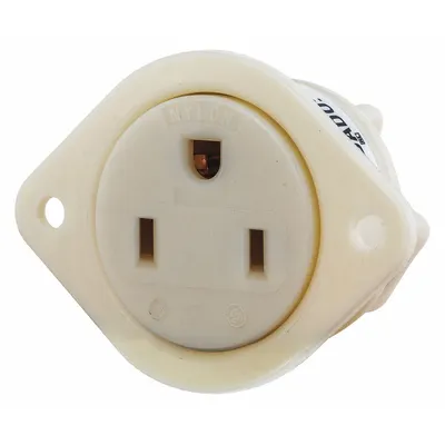 BRYANT Flanged Receptacle: Single, 5-15, White, 125V AC, 15 A, 2 Pole / 3 Wire (MPN 5279) - General Purpose Receptacles