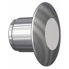 Metal mushroom head for illuminated push button operators. Screw-on attachment for 30 mm panel openings. Compatible with Siemens 52PM9 series. White illumination provides visual indication when actuated.