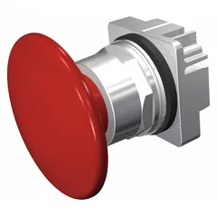 Momentary-action mushroom-head push-button operator from the Series 52 line. Features a non-metallic push button material. Used in industrial control panels for start or stop functions, including emergency stop applications where corrosion resistance is required.