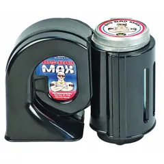 This WOLO air horn is a high-tone, air-powered horn designed for passenger vehicles. It operates on 12V DC and includes a heavy-duty 30 A relay. The single horn has a black unfinished finish. Typical applications include adding a distinctive warning sound to cars, trucks, and SUVs.