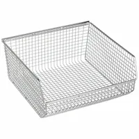 QUANTUM STORAGE SYSTEMS Hang and Stack Bin: 11 in x 10 3/4 in x 5 in, Silver, Dividers Not Included (MPN QMB535C)