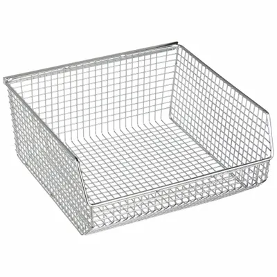 QUANTUM STORAGE SYSTEMS Hang and Stack Bin: 11 in x 10 3/4 in x 5 in, Silver - Vented Metal Wire-Mesh Bins