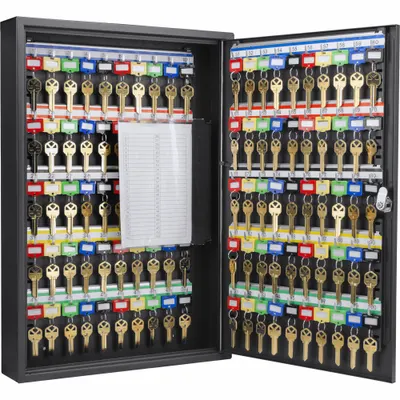 BARSKA Key Cabinet: 100 Key Capacity, Single Key Lock, Steel, Black, 21 3/4 in Ht - Key Cabinets with Key Lock