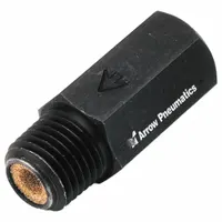 Miniature compressed air filter with replaceable element. Features 1/2 in NPT inlet and outlet ports and 40 micron filtration rating. Used to remove particulates from compressed air lines in pneumatic systems