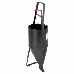 Steel pour pot with 2 5/8 gallon capacity for applying hot or cold asphalt crack filler. Legs provide stability during use. Suitable for filling cracks and joints in pavement, driveways, and parking lots.