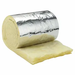 Fiberglass duct wrap with a foil jacket for thermal insulation of HVAC ductwork. Provides an R-Value of 6. Measures 12 inches wide, 15 feet long, and 2 inches thick. Silver in color.
