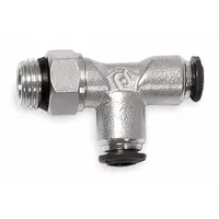 AIGNEP USA Push-Fit Tee Fitting: 12 mm OD x 3/8 in Pipe x 12 mm OD Size, Nickel, Silver, 3 PK (MPN 50222N-12-3/8-PK3)