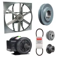 Exhaust Fan with Drive Package: Belt Drive, 24 in Blade, 1/2 hp, 6,469 cfm, 208-230/460V AC, 3 ph (MPN 7M888)