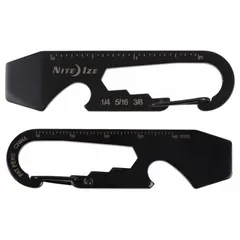 Stainless steel carabiner key clip with a black finish. Overall width of 5/8 in. Designed to attach keys to a belt loop or bag for quick access in industrial, maintenance, and field-service settings.