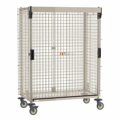 METRO Security Cart: 900 lb, 48 in L x 24 in W Self, 53 in L x 29 in W x 67 in H Overall Dim - Antimicrobial Wire Security Carts