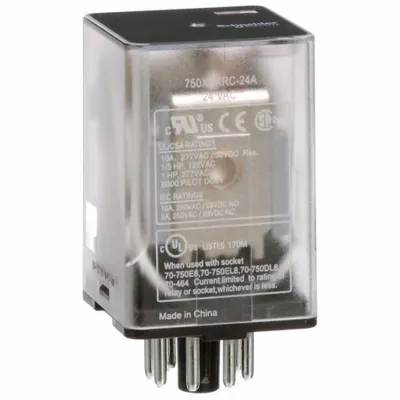 SCHNEIDER General Purpose Relay: Socket Mounted, 10 A Current Rating, 24V AC, DPDT - Socket-Mounted Relays