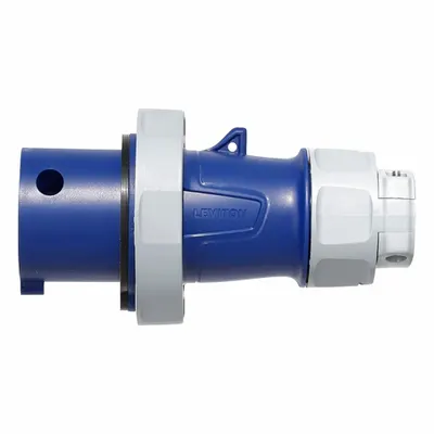 LEVITON Pin and Sleeve Plug: Blue, 250V AC, Single Phase, 30 A, 2 Pole, 3 Wire - Washdown-Rated Plugs