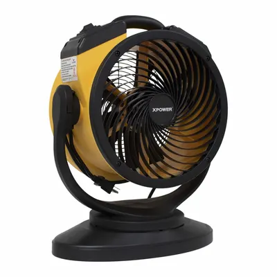 XPOWER Axial Blower: 1,100 cfm, Pivoting Frame, 115V AC, 4 Speeds, Blue, 360° - Portable Fans