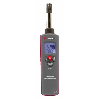 TRIPLETT Precision Psychrometer: Onboard, 8.9 in x 1.7 in x 1.3 in - Standard Temperature & Humidity Meters