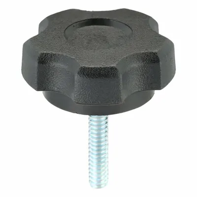 INNOVATIVE COMPONENTS Hand Knob: 5 Point, Plastic w/ Steel Thread, #10-24 Thread - 5-Arm Knobs with Threaded Stud