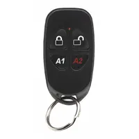 Key ring transmitter for arming and disarming security systems. Compact design for portable operation. Suitable for residential and commercial access control applications