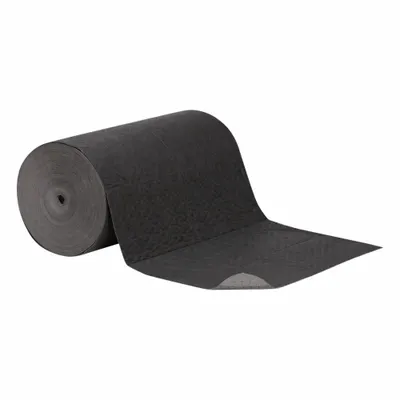 PIG Sorbent Roll: 200 ft Lg, 32 in Wd, Black/Gray, Polypropylene, 200 ft Roll Lg - Sorbent Rolls