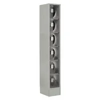 LOCKUP Box Locker: 12 in x 18 in x 82 in, 6 Tiers, 1 Units Wide, Clearview, Electronic Keypad, Gray (MPN LUPE-1W6T-PC1S-02-31-A)